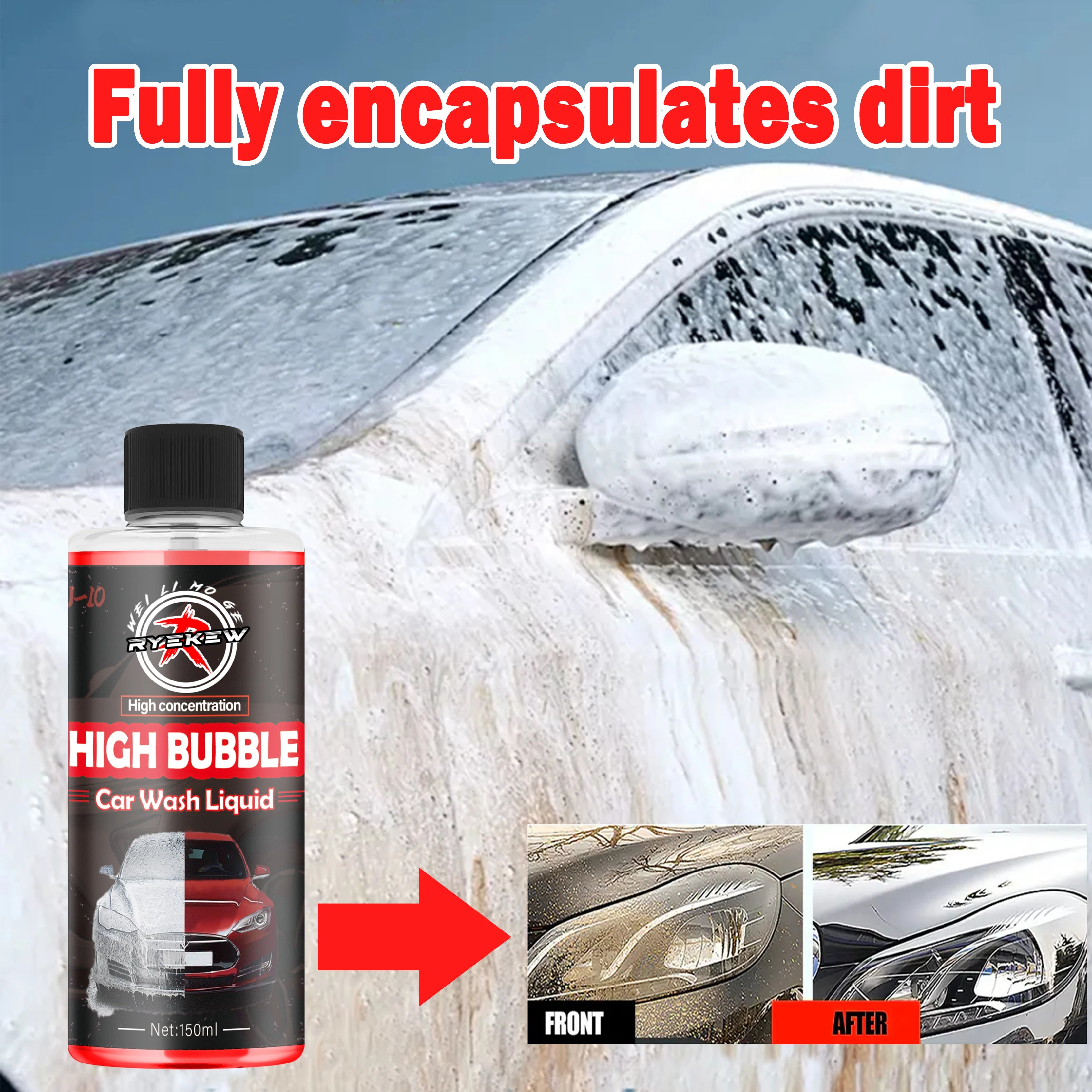 High-Foam Car Wash Soap Fit Cars,Trucks,Motorcycles,RVs,Dense Car Wash Liquid(Works with Foam Cannons,Foam Guns ,Bucket Washes)