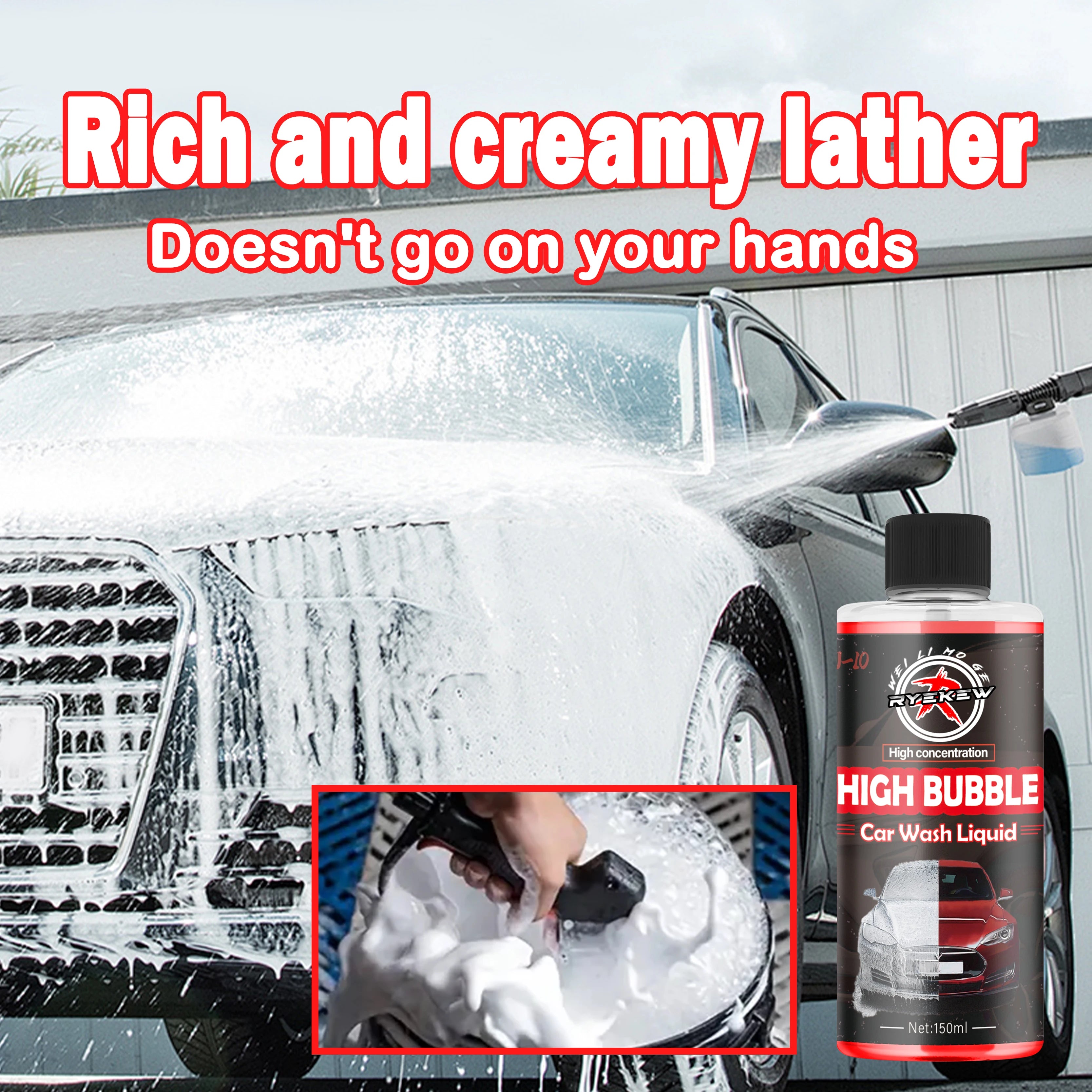 High-Foam Car Wash Soap Fit Cars,Trucks,Motorcycles,RVs,Dense Car Wash Liquid(Works with Foam Cannons,Foam Guns ,Bucket Washes)