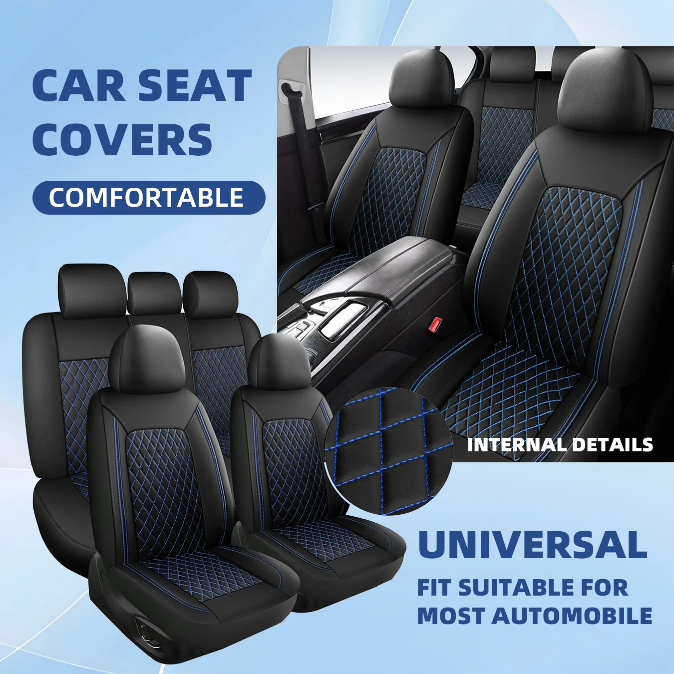 Car seat covers                         -Full set front split rear bench for car.                                    -Universal cloth.            -Automotive interior covers.