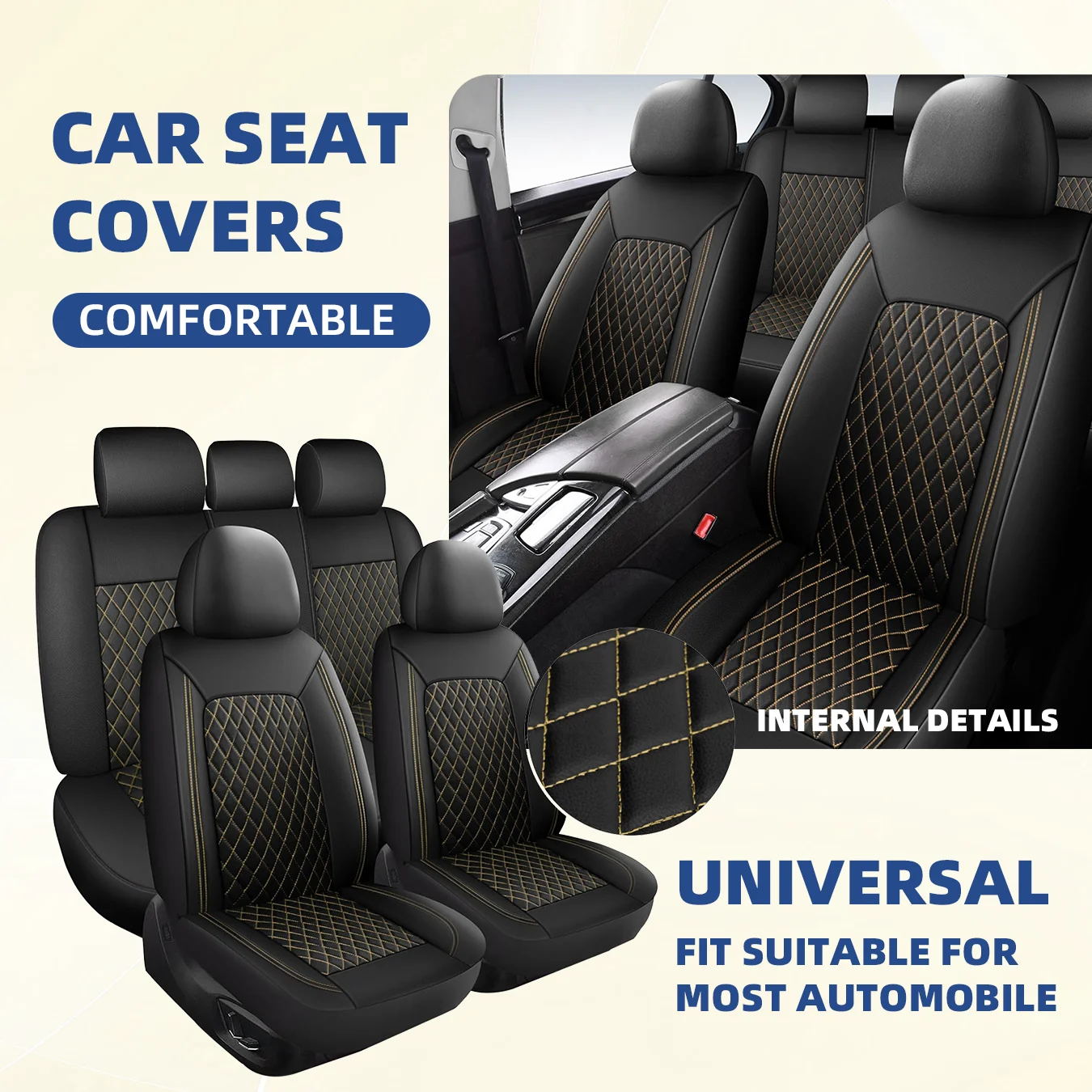 Car seat covers                         -Full set front split rear bench for car.                                    -Universal cloth.            -Automotive interior covers.