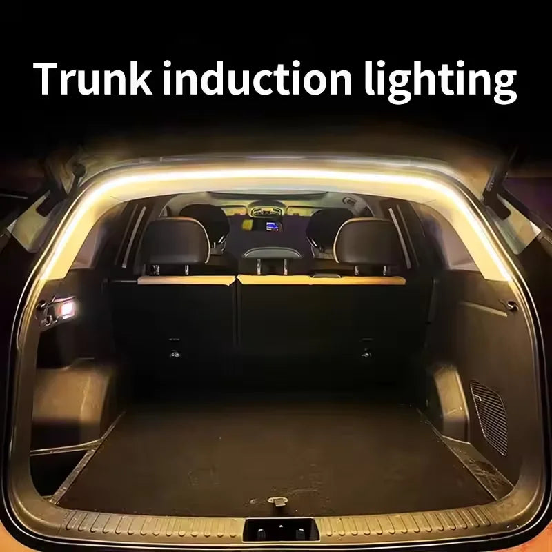 Car high brightness trunk lighting ambient light interior decoration LED wiring free automatic sensing tailgate light strip